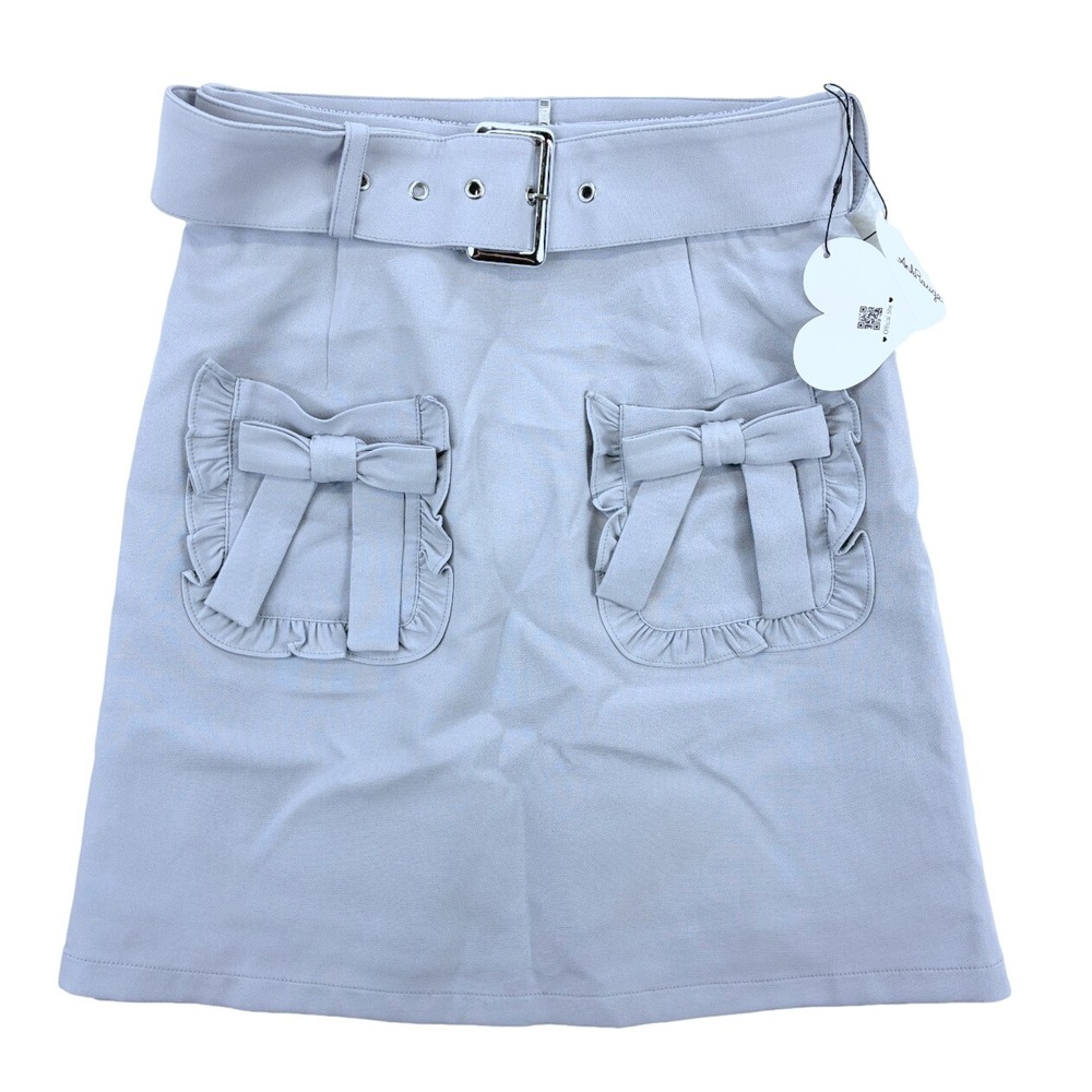 Ank Rouge Belted Bow Pocket Mini Skirt Womens M Purple Kawaii Coquette NWT